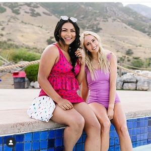 Kortni Jeane scoop back flutter hem swim top